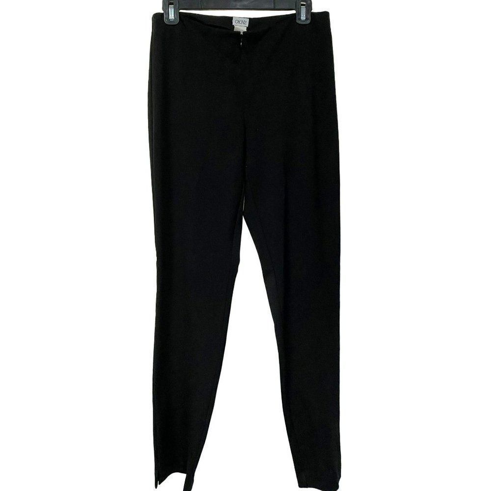 Cache Black Slim Leg Front Zip Dress Career Work Pants Sz 0